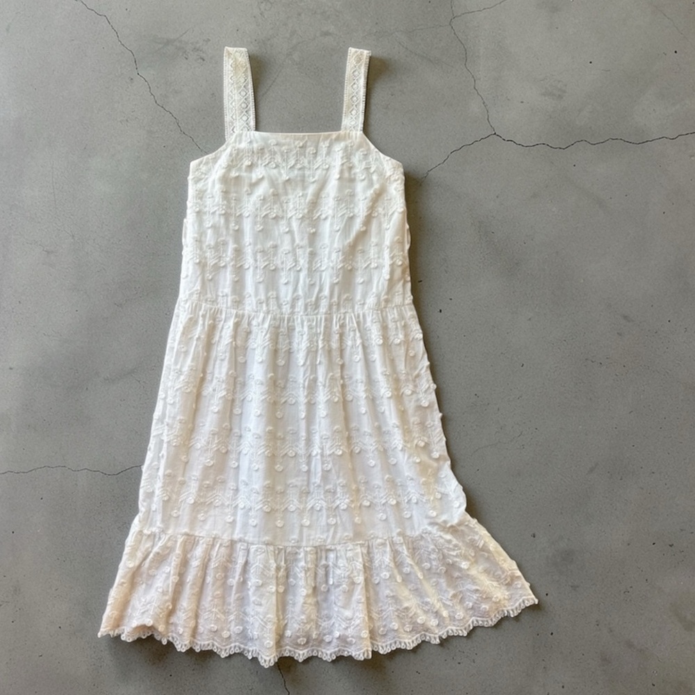 Zara White Embroidered Lace Boho Midi Dress Size Small - Picture 3 of 13